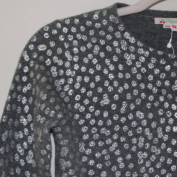 NWT Bonpoint Cashmere Long Sleeve Button Front Gray Cardigan Sweater Silver Dot - Picture 3 of 8